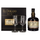 El Dorado 15 Years Old Finest Demerara Rum SPECIAL RESERVE mit 2 Gläsern 43 %  0,70 lt.