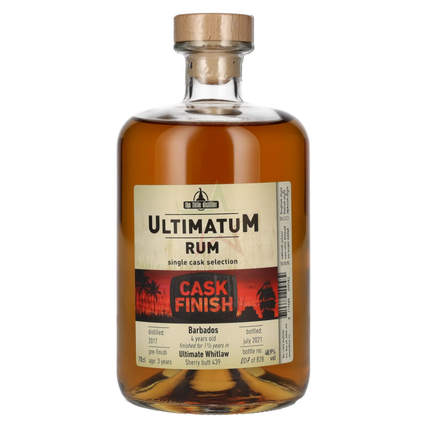 FINISH 48.9 lt. UltimatuM CASK - 0,70 H&H Barbados Old % 4 Years Rum Shop
